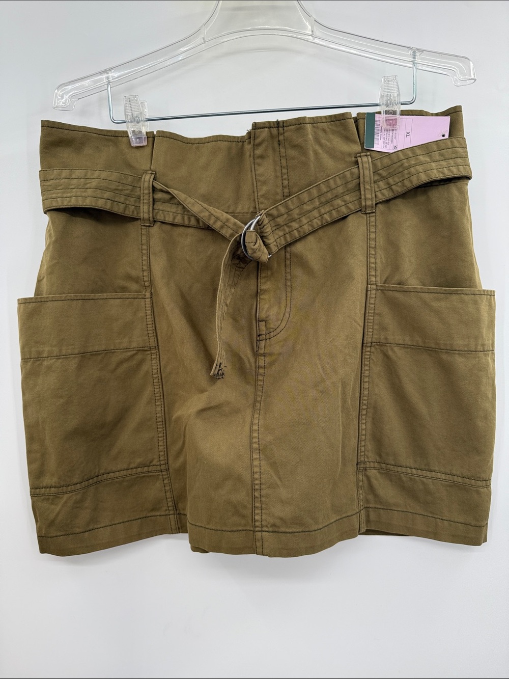 Wild Fable Size XL Militarty Cargo Style Skirt Olive Green Paper Sack Waist